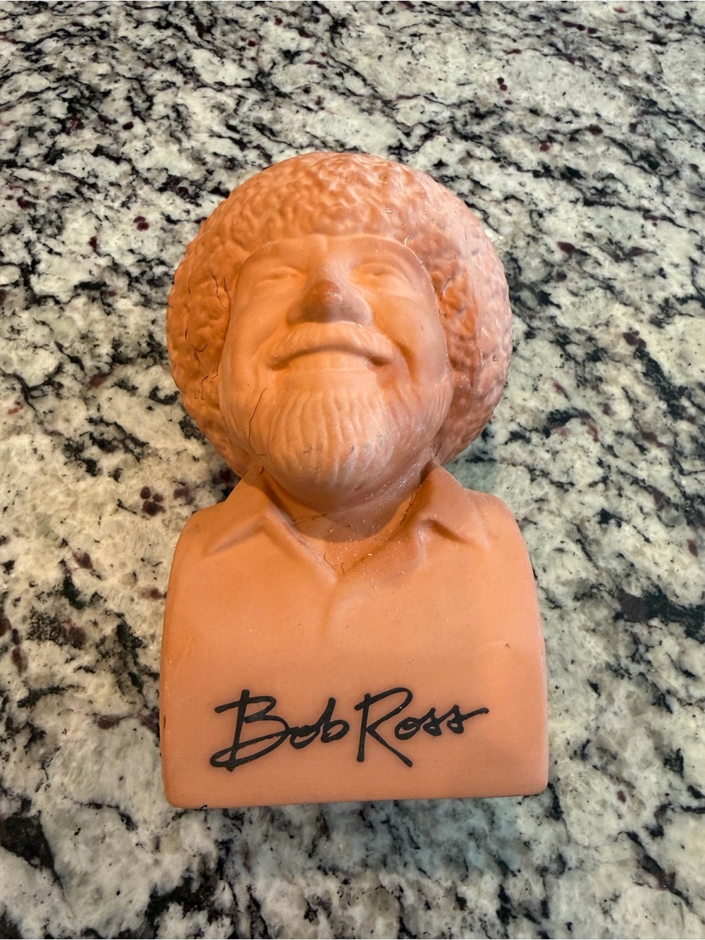 Bob Ross Ceramic Bust Figurine in Terracotta chia pet